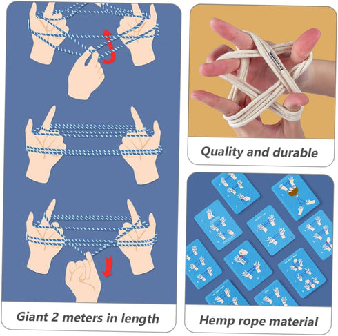 Cat's Cradle Game Set, Braided Rope Puzzle Educational String Plaything in Beige for Cooperative Play