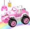 Qizebaby Pink RC Car for Girls, Remote Control Jeep Toy with LED
