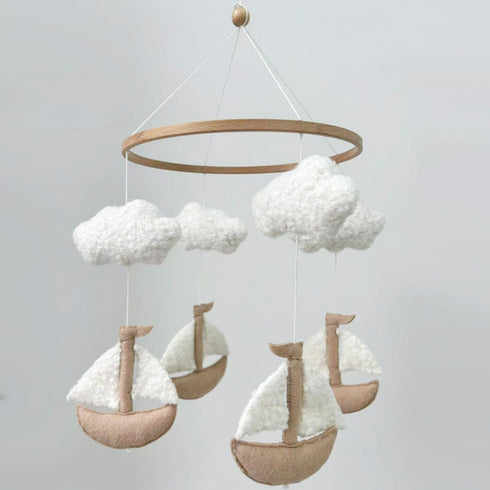 Goukurlsma Sailboat Crib Mobile for Girls & Boys, Sailboat & Cloud Mobile for