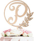 LINGTEER Personalized Wooden Cake Topper, Initial Letter P, Perfect for Birthday, Rustic Wedding, Anniversary Party