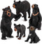 Realistic Wild Life Jungle Animal Figures, Black Bear Family Playset Educational Toys for Kids
