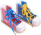 STOBOK 2pcs Wood Lacing Sneaker Tie-Up Shoe Threading Toy Montessori Educational Toys (Blue + Pink)