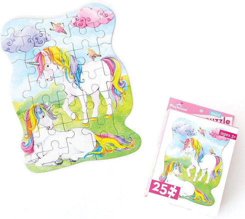 Playhouse Rainbow Unicorns 25-Piece Die-Cut Shaped Mini Puzzle for Girls