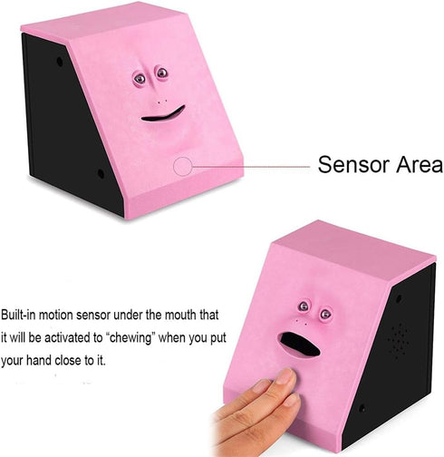 Novelty Coin Money Eating Musical Face Bank, Automatic Money Saving Piggy Bank for Kids (Pink Flat)