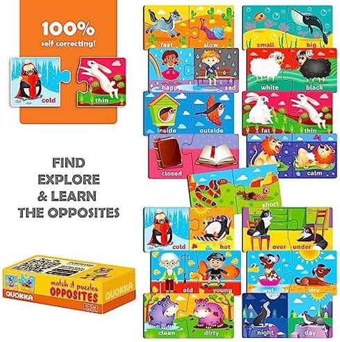 QUOKKA 5X MEGASET Puzzles for Toddlers 3-5, Matching Games for Kids Ages 2-4, Numbers Animals Opposites ABC Learning