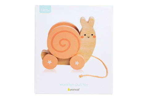 Pearhead Montessori Snail Pull Toy, Wooden Pull Along Toy for Early Development, Motor Skill Toy for Toddlers