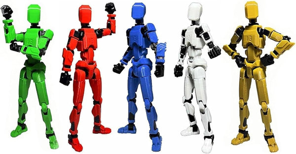 5PCS Assembly Completed T13 Action Figure, 3D Printed Multi-Jointed Movable Lucky 13 Figures, Creative Gifts (5 Colors)