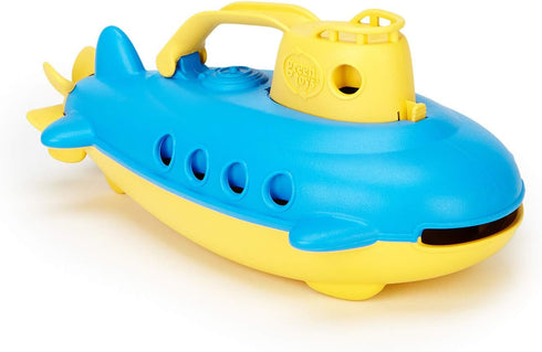 Green Toys Submarine in Yellow & Blue - BPA Free, Phthalate Free Bath Toy with Spinning Rear Propeller