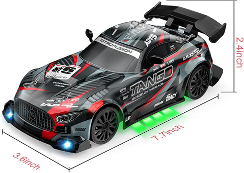 EOQIFJM Car,1:24 4WD Tires,2 RC Drift High Speed Electric Remote Control Car with LED Lights,Drifting Batteries,Dual