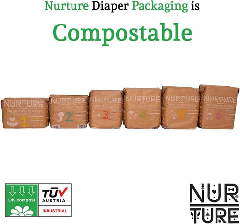 Nurture Diapers by BioBag, Size 4 (15-31 lbs), 78 Premium Quality, Eco Friendly, Hypoallergenic