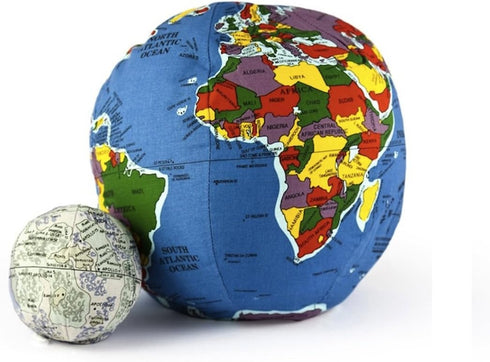 Earth and Moon 2 Piece Bundle - Soft Plush Globe for Learning, Educational Toy for Kids, Teens, Adults