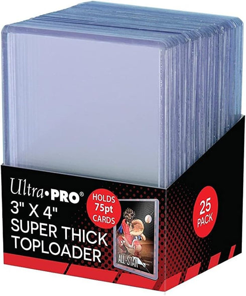 Ultra Pro 3 x 4 Super Thick Baseball Card Toploaders, Holds 75pt Cards, Polyvinyl Chloride (Pack of 25)