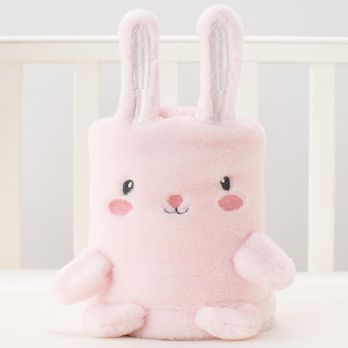 Baby Blanket, Foldable Rabbit Shape Plush Blanket, Super Soft Warm Breathable Receiving Blankets Newborn Nursery