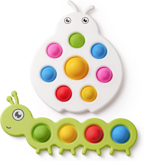 LiKee Fidget Popper Sensory Baby Toys - Montessori Busy Toy for 10+ Months - Push and Popping Bubbles for Fine Motor