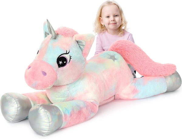 43in Giant Unicorn Stuffed Animal Plush Toy, Big Rainbow Cuddly Unicorn for Girls, Large Birthday Gifts