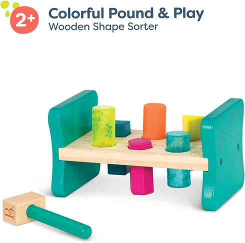 B. toys Wooden Shape Sorter, Pounding Bench for Shape Sorting, Classic Toys for Toddlers 2 Years +