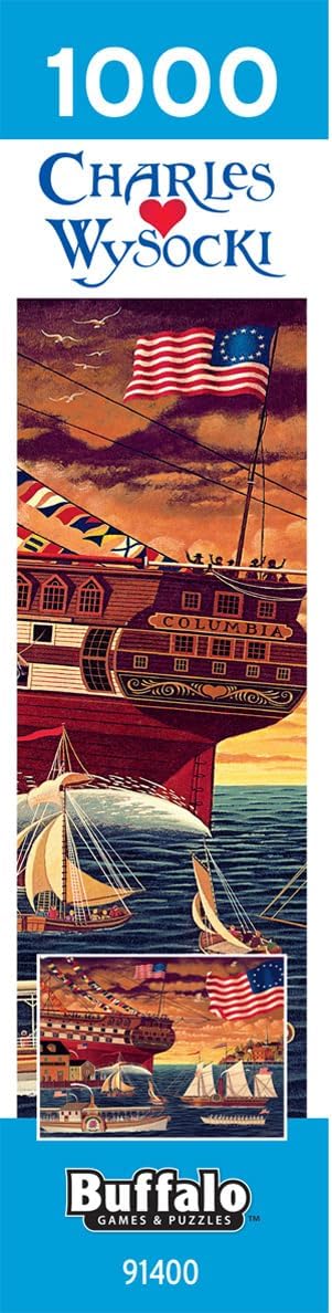 1000 Buffalo Games Piece Jigsaw Puzzle - Patriotic Harborview - Charles Wysocki Colorful Puzzle for Adults