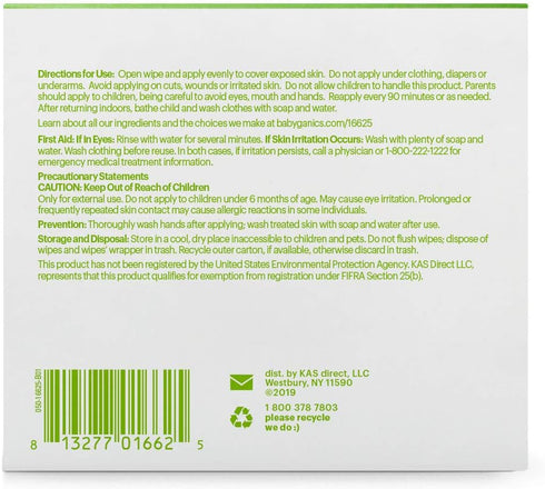 30 (2 Packs 15) Babyganics DEET Free Travel Size Insect Repellant Wipes | Wipes