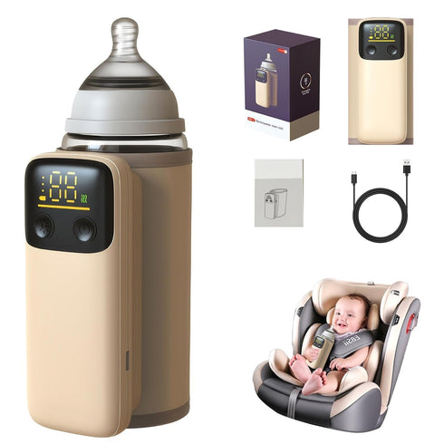 Portable Bottle Warmer for Travel, Fast Warming, Waterless Milk Warming with Battery-Powered