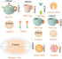 MONT PLEASANT 15pcs Wooden Tea Set for Little Girls, Toddler Play Kitchen Accessories, Play Food Playset for Kids Tea