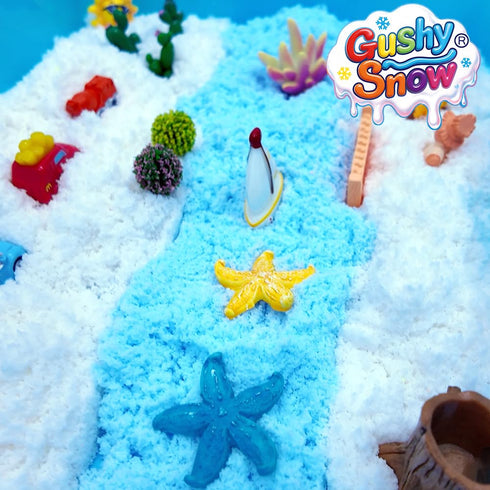 GushySnow Latex Sensory bin Filler Ideas Bulk for Preschool Classroom Fake Snow Play Sand Toy for Arctic Diorama