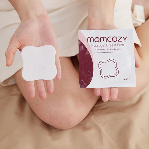 Momcozy 12 Hydrogel Nursing Pads, Nipple Pads with Lanolin Supports Instant Cooling Relief from Breastfeeding