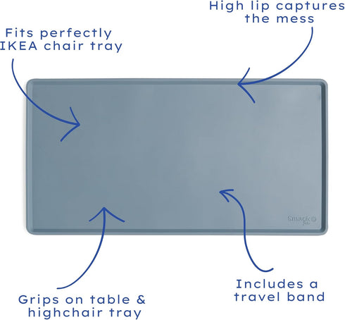 Smack Fun Silicone Placemats for Home and On-The-Go | Stain Resistant Non-Slip Toddler & Baby Mat | fits IKEA High