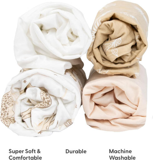 4-Pack 100% The Peanutshell Baby Organic Bassinet Sheets Boy or Girl - Ultra Soft & Rectangle Baby Sheet, Jersey