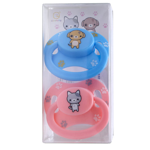 Set LittleForBig Bigshield Generation-II Big Sized Pacifier Printed - Pink Kitty and Blue Puppy