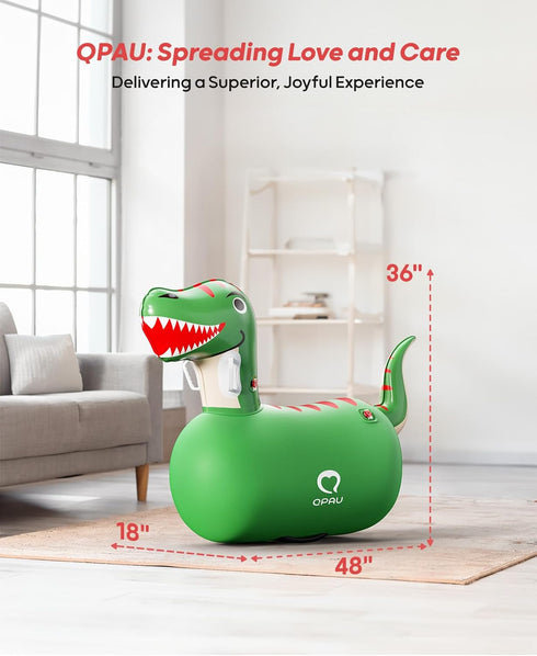 QPAU Inflatable Bouncy Dinosaur Toys, 2 PCS with Hand Pump, Heavy Duty Giant Bouncy Pal for Kids Ages 5+