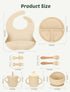 Set 9 Silicone Baby Feeding Pcs, Spill-Proof Suction Plate, Bowl, Bib, Silicone spoon&forks, Wooden Spoons&forks