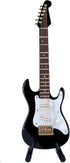 Dselvgvu Wooden Miniature Electric Guitar with Stand and Case, Dollhouse Model Birthday Present (Black,