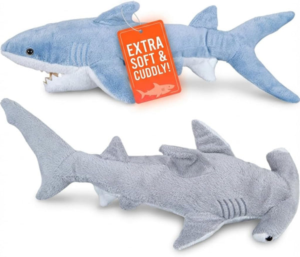 Bedwina Stuffed Animal Sharks - Pack of 2 Large, 14 inch Mako
