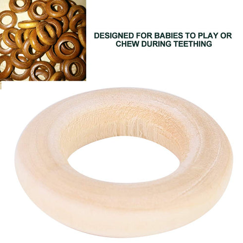 Generic 100Pcs Set, 25mm Wooden Rings Wooden Ring for Hanging Decorations Pendant Teethers