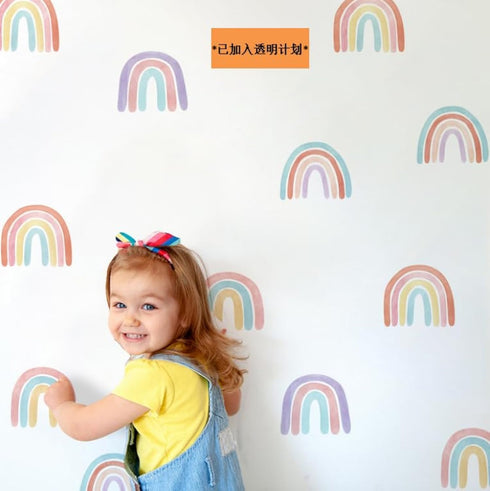 Rainbow Wall Decals for Girl Bedroom, Kids Room Decor, Peel and Stick Wallpaper 36 Pcs
