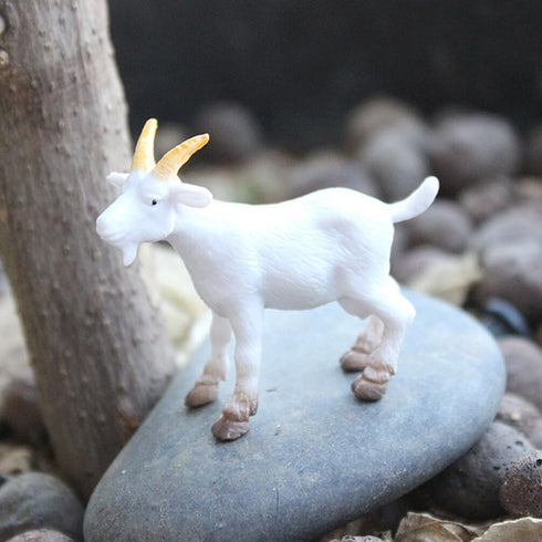 NUOBESTY Mini Goat Figurines 6pcs Simulated White Goat Animals, Tiny Farm Sheep Figures, Educational Toys, Cake Topper