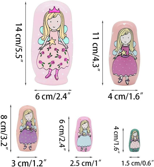GRPSKCOS Nesting Dolls, Cute Angel Girls Stacking Russian Matryoshka Dolls Set of 5 for Kids