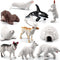 Mini Arctic Animals Figurines Set, 10pcs Realistic Plastic Arctic Toy Figures for Kids Birthday Gift