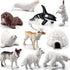 Mini Arctic Animals Figurines Set, 10pcs Realistic Plastic Arctic Toy Figures for Kids Birthday Gift