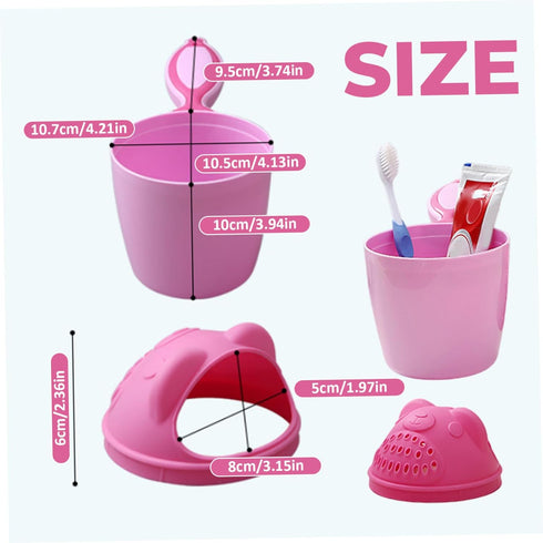 Jorzer Bath Rinser Cup for Babies, Cartoon Bear Baby Bath Rinse Cup with Handle, Multi-Use Rinsing Water Scoop