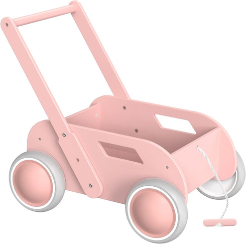 WyfKyd Wooden Baby Walker, Push and Pull Learning Walk Toys for Infants to Toddler, Walker with Wheels for Boys Girls