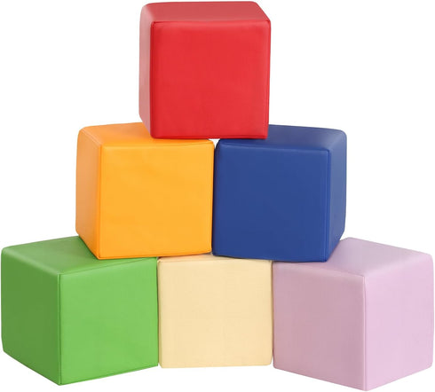 Foam Building Toys for Toddlers: 6Pcs Waterproof PU Leather Soft Foam Blocks
