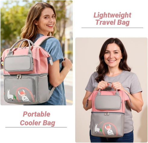 Generic Pack Backpack, 6+ 9 Breastmilk Cooler Bag with Ice Waterproof Double-Layer Insulated Breast Pump Fits Baby