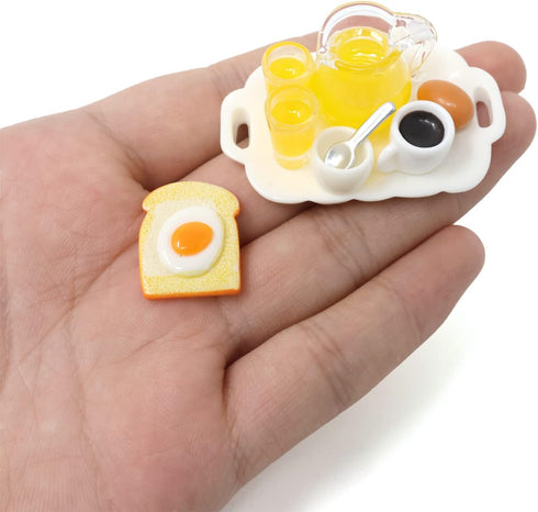 Honbay 9PCS Mini Fake Food Model, Miniature Breakfast Set for Mini House Outdoor Garden Party Celebration