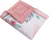 Whimsical Pink Swan Baby Quilt with Watercolor Roses and Satin Trim