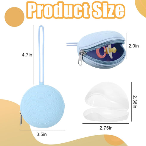 Jeqqinuz 2 Pack Pacifier Holder Case, BPA-Free Silicone Portable Pacifier Case Holder Pouch for Baby Boys & Girls