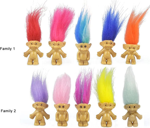 Lucky Mini Troll Dolls PVC Vintage Action Figures Cake Toppers Chromatic Adorable Cute Little Guys Collection, School Project, Arts Crafts, Party Favors (20pack-A)