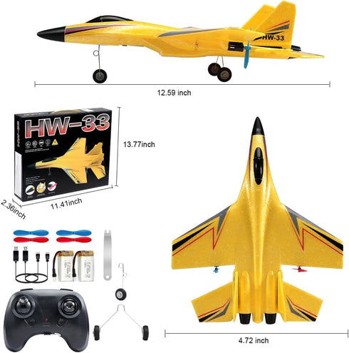 SU-27 Airplane,2.4GHz 2 2 RC Channel Remote Control Plane with Gyro Night Lights and Batteries, Easy to Fly for Adults