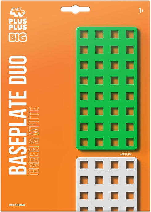 PLUS PLUS BIG Baseplate Duo - Green & White Base Accessory for Building and Displaying Creations, STEM Toy for Toddlers