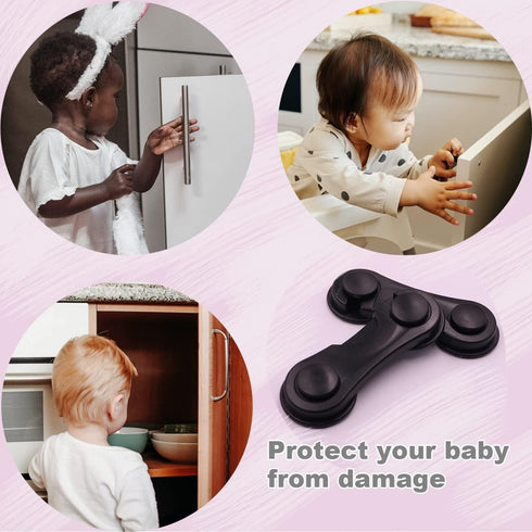 4 Pack Cabinet Locks for Babies, Childproof Latches with Adhesive for Drawer Cupboards Closet and Pantry Door